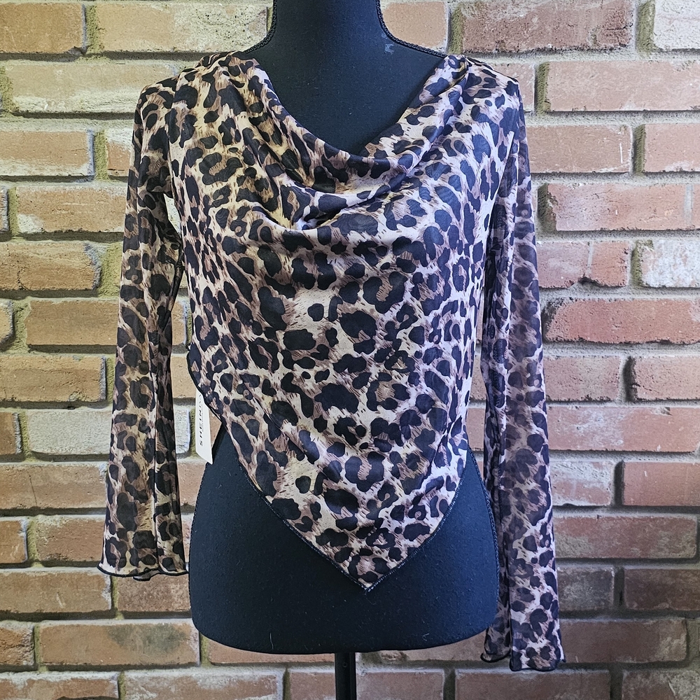 SHEIN BAE Leopard Print off the shoulder Front Top – Size 0XL (Plus Size)